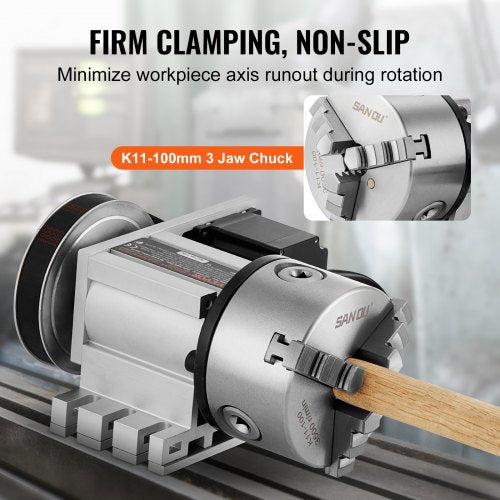 Dividing Head K11100mm 3Jaw Chuck CNC Router Milling Machine Rotational