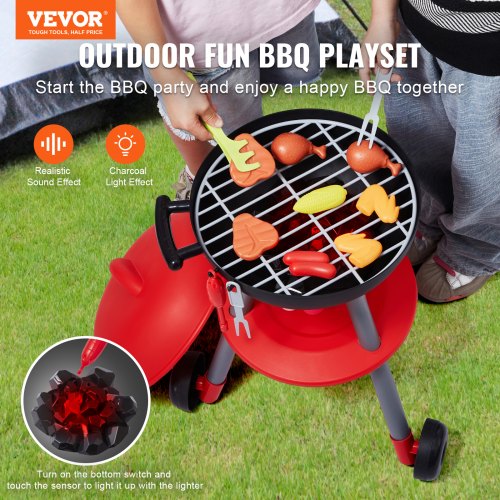 28 PCS BBQ Grill Playset Kids Toys Kitchen Playset with Sound Light