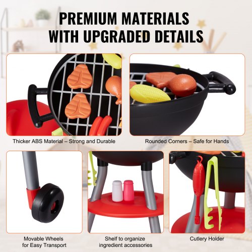 28 PCS BBQ Grill Playset Kids Toys Kitchen Playset with Sound Light