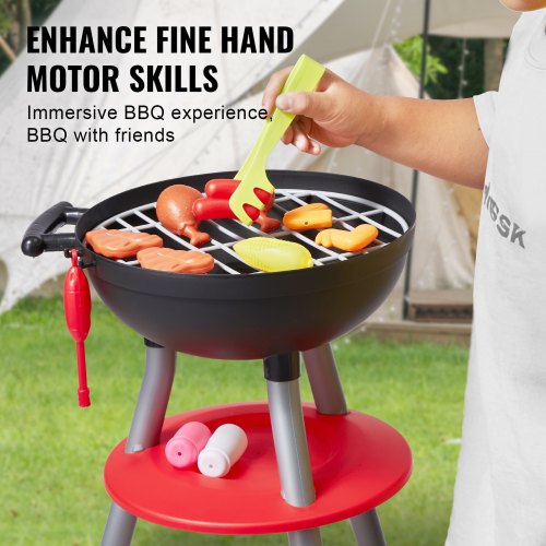 28 PCS BBQ Grill Playset Kids Toys Kitchen Playset with Sound Light