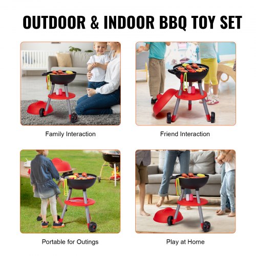 28 PCS BBQ Grill Playset Kids Toys Kitchen Playset with Sound Light