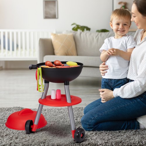 28 PCS BBQ Grill Playset Kids Toys Kitchen Playset with Sound Light