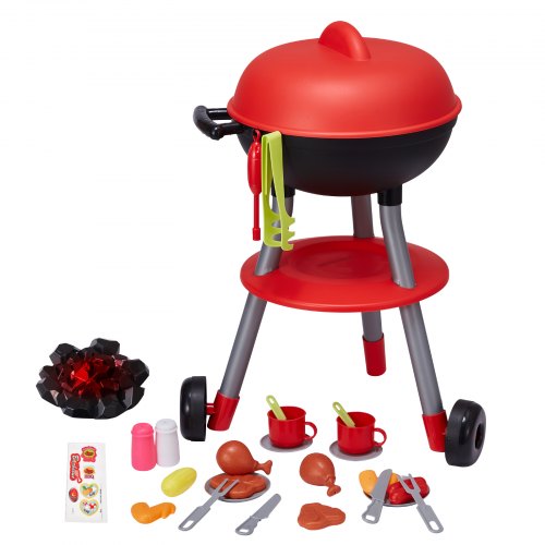 28 PCS BBQ Grill Playset Kids Toys Kitchen Playset with Sound Light