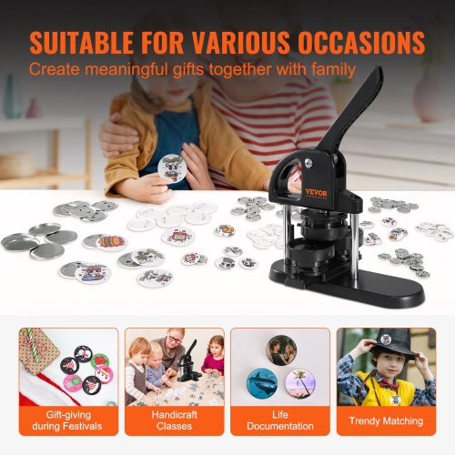 Button Maker 1/1.25/2.28 inch(25/32/58mm) 3IN1 Pin Maker with 300pcs