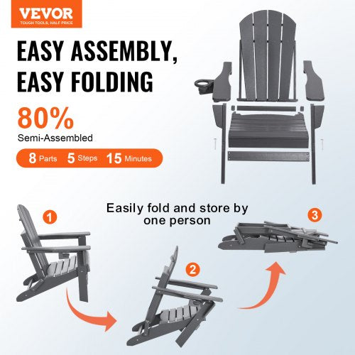 Adirondack Chair Plastic Set of 2 AllWeather Portable Folding Fire Pit