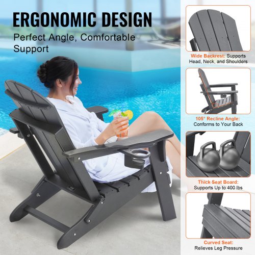 Adirondack Chair Plastic Set of 2 AllWeather Portable Folding Fire Pit