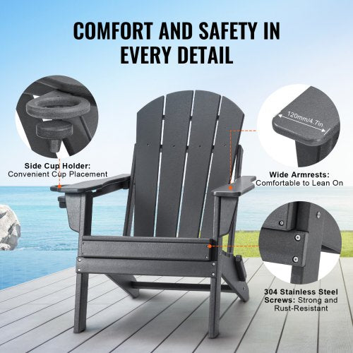 Adirondack Chair Plastic Set of 2 AllWeather Portable Folding Fire Pit