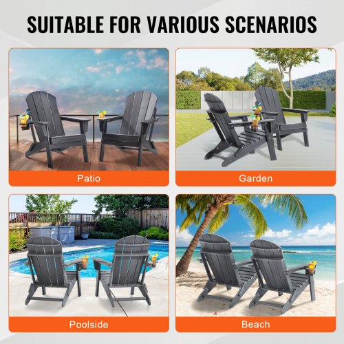 Adirondack Chair Plastic Set of 2 AllWeather Portable Folding Fire Pit
