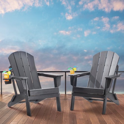 Adirondack Chair Plastic Set of 2 AllWeather Portable Folding Fire Pit