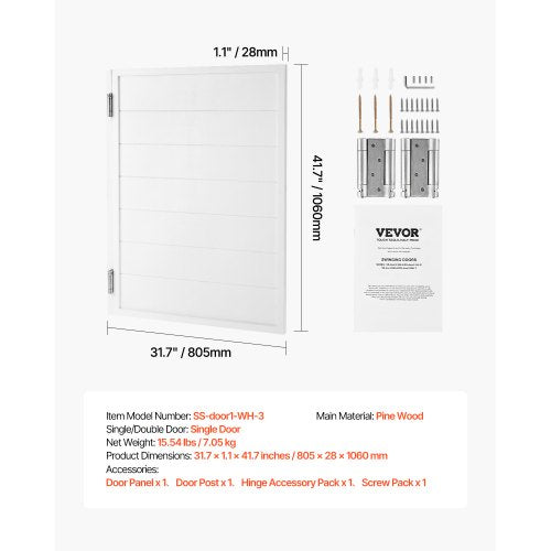 Saloon Doors 32W x 42 H Single Swinging Cafe Interior Doors Square