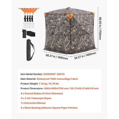 Hunting Blind 23 Person See Through Ground Blinds with Carrying Bag 360