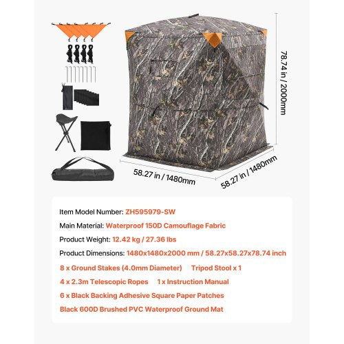 Hunting Blind 23 Person Thermal Ground Blinds with TriLeg Chair and Carrying Bag