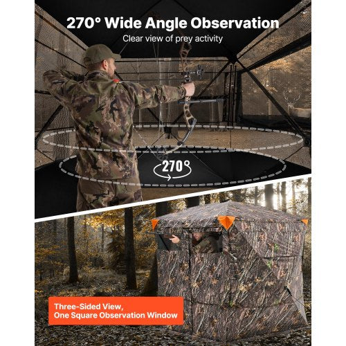Hunting Blind 45 Person See Through Ground Blinds with Carrying Bag 270