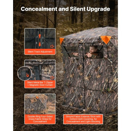 Hunting Blind 45 Person See Through Ground Blinds with Carrying Bag 270