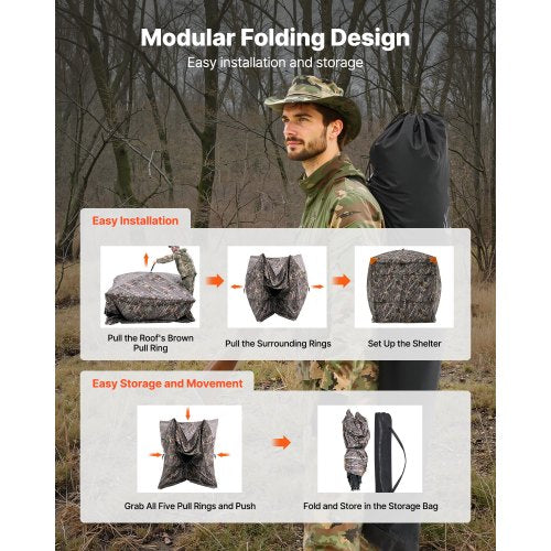 Hunting Blind 45 Person See Through Ground Blinds with Carrying Bag 270
