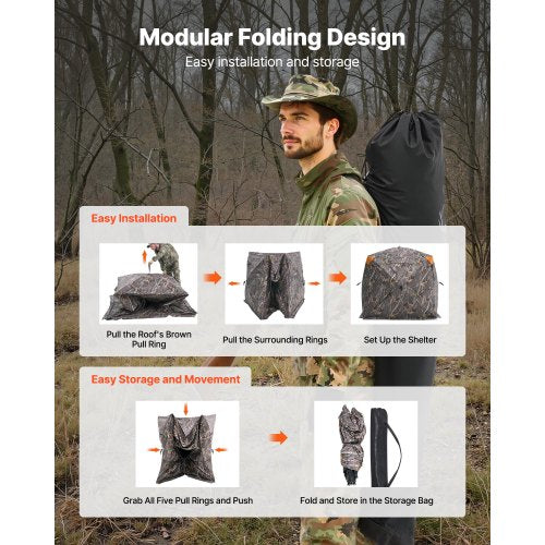 Hunting Blind 270° See Through Ground Blind 45 Person Pop Up Deer Blind