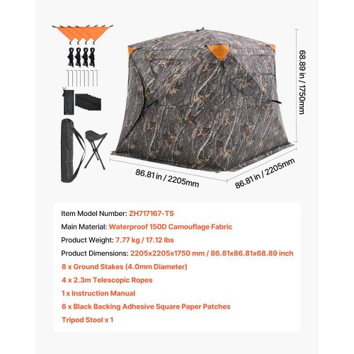 Hunting Blind 270° See Through Ground Blind 45 Person Pop Up Deer Blind