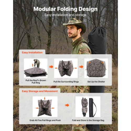 Hunting Blind 67 Person 288 Degree 5 Side SeeThrough Ground Blinds