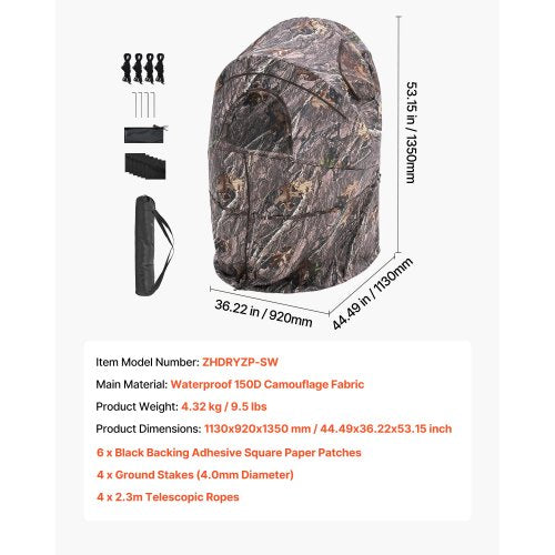 Hunting Blind Single Person Ground Blinds with Carrying Bag Portable