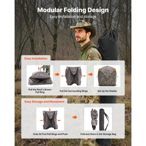 Hunting Blind 270° Ground Blind 12 Person Pop Up Deer Blind for Hunting