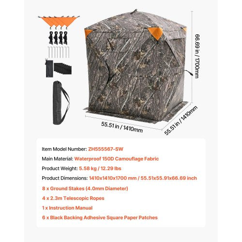 Hunting Blind 270° Ground Blind 12 Person Pop Up Deer Blind for Hunting