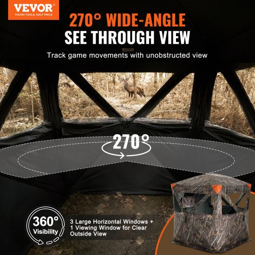 Hunting Blind 270° See Through Ground Blind 23 Person Pop Up Deer Blind