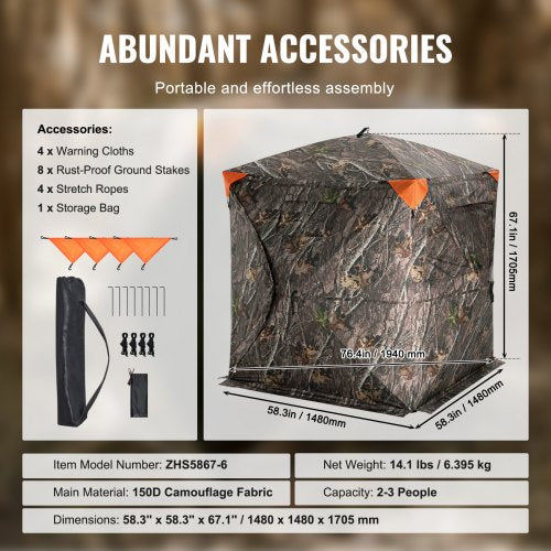 Hunting Blind 270° See Through Ground Blind 23 Person Pop Up Deer Blind