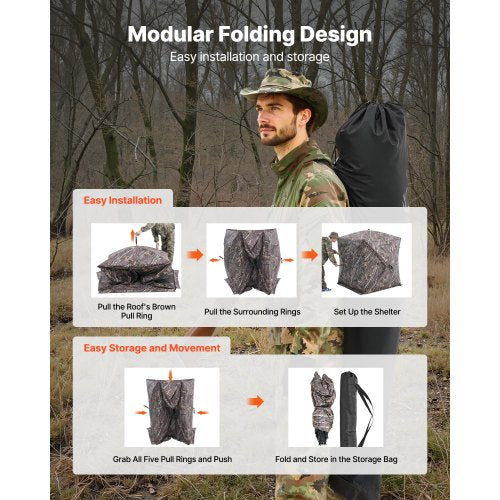 Hunting Blind 270° See Through Ground Blind 12 Person Pop Up Deer Blind