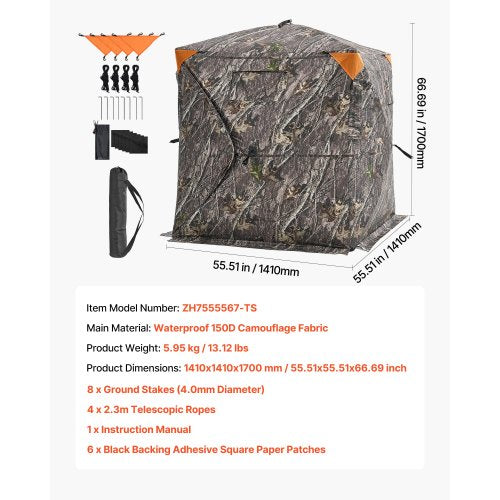 Hunting Blind 270° See Through Ground Blind 12 Person Pop Up Deer Blind