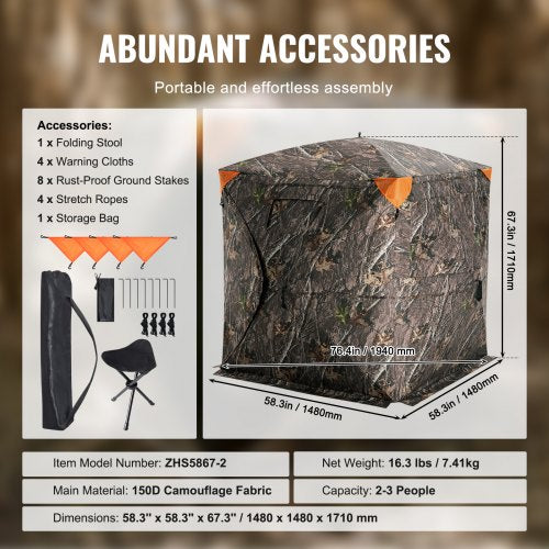 Hunting Blind 270° See Through Ground Blind 23 Person Pop Up Deer Blind