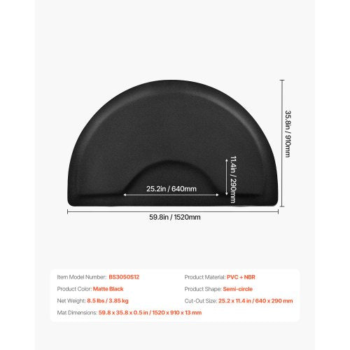 Salon Mat for Hair Stylist 3 x 5 FT Semicircle Salon Chair Mat 12inch