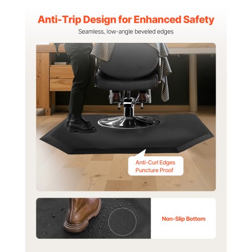 Salon Mat for Hair Stylist 4 x 5 FT Hexagon Salon Chair Mat Anti Fatigue