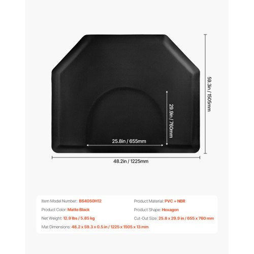 Salon Mat for Hair Stylist 4 x 5 FT Hexagon Salon Chair Mat Anti Fatigue