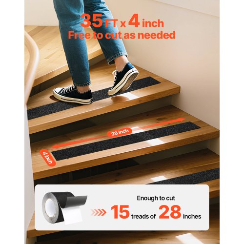 AntiSlip Tape 35 FT x 4 inch Non Slip Grip Tape for Stairs Steps 80Grit