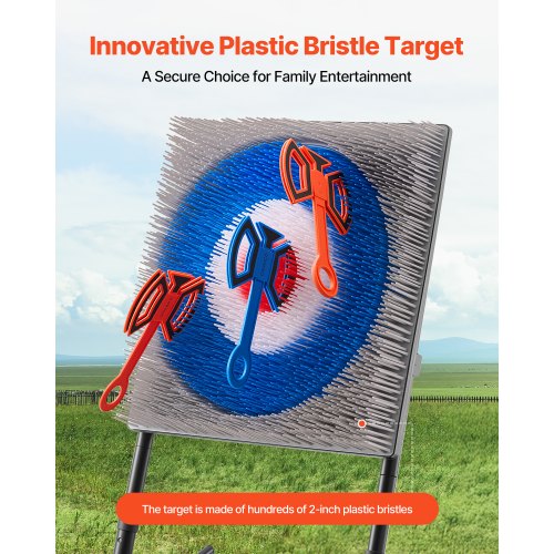 Axe Throwing Game Plastic Bristle Target with 8 Throwing Axes Set Foldable