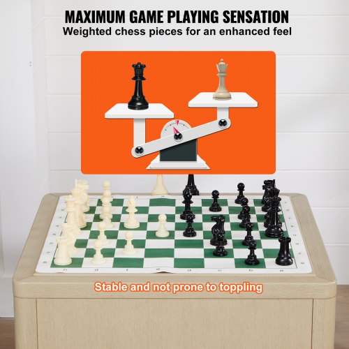 Tournament Chess Set 20 Inch RollUp Beginner Chess Board Foldable