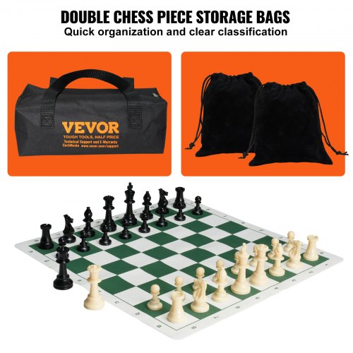 Tournament Chess Set 20 Inch RollUp Beginner Chess Board Foldable