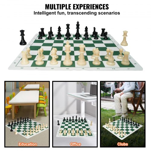Tournament Chess Set 20 Inch RollUp Beginner Chess Board Foldable