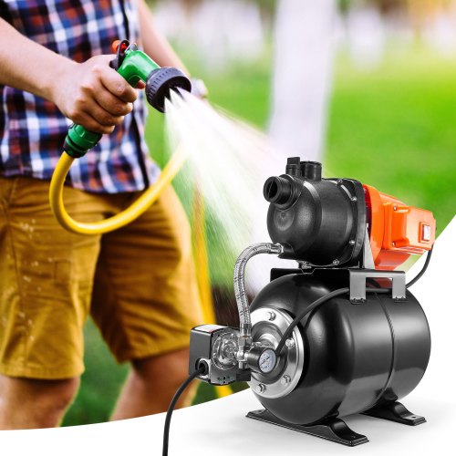 1HP Shallow Well Pump with Pressure Tank 1000GPH Irrigation Booster Pump