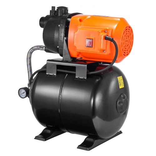 1HP Shallow Well Pump with Pressure Tank 1000GPH Irrigation Booster Pump