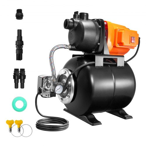 1HP Shallow Well Pump with Pressure Tank 1000GPH Irrigation Booster Pump