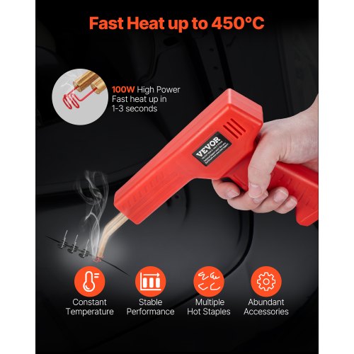 Plastic Welder 100W Plastic Welding Gun with 800PCS Hot Staples