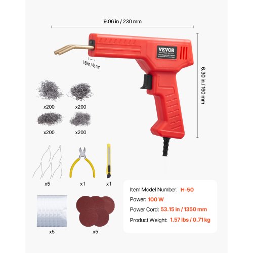 Plastic Welder 100W Plastic Welding Gun with 800PCS Hot Staples
