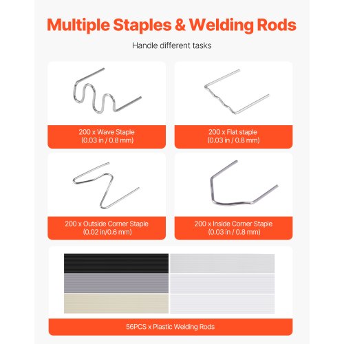 Plastic Welding Kit 220W Plastic Welder Gun with 800PCS Hot Staples 56PCS