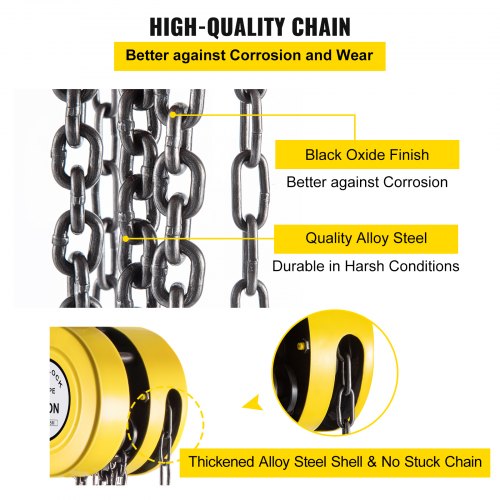Hand Chain Hoist 2200 lbs 1 Ton Capacity Chain Block 15ft4.5m Lift