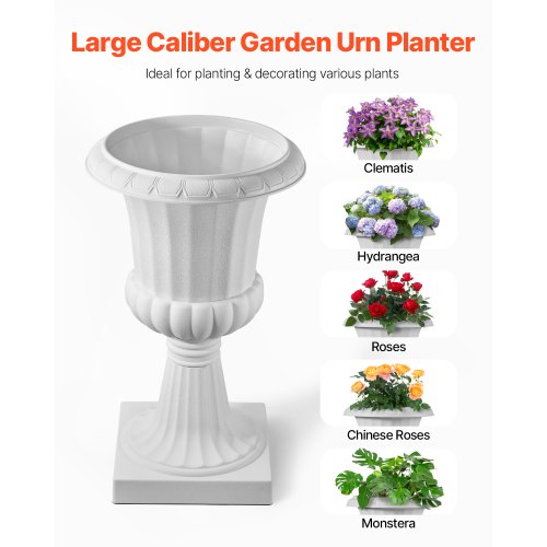 Plastic Urn Planters 158 x 26.4 Inch 2 Pack White Classic Flower Pots