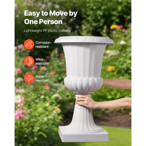 Plastic Urn Planters 158 x 26.4 Inch 2 Pack White Classic Flower Pots