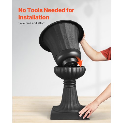 Plastic Urn Planters 158 x 26.4 Inch 2 Pack Black Classic Flower Pots
