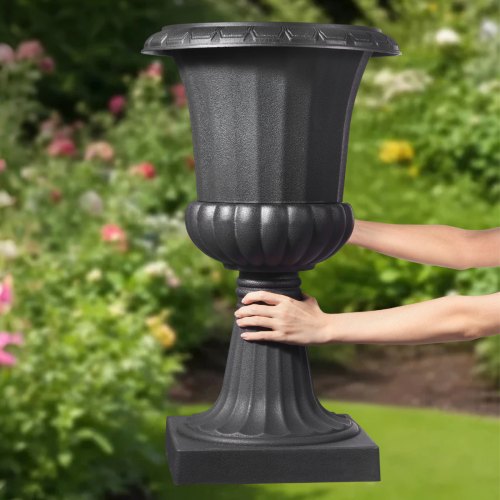 Plastic Urn Planters 158 x 26.4 Inch 2 Pack Black Classic Flower Pots