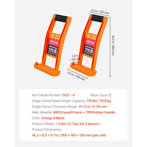 Drywall Carrier 2 Pack Plywood Carriers Handles ABS Plastic Panel Carrier